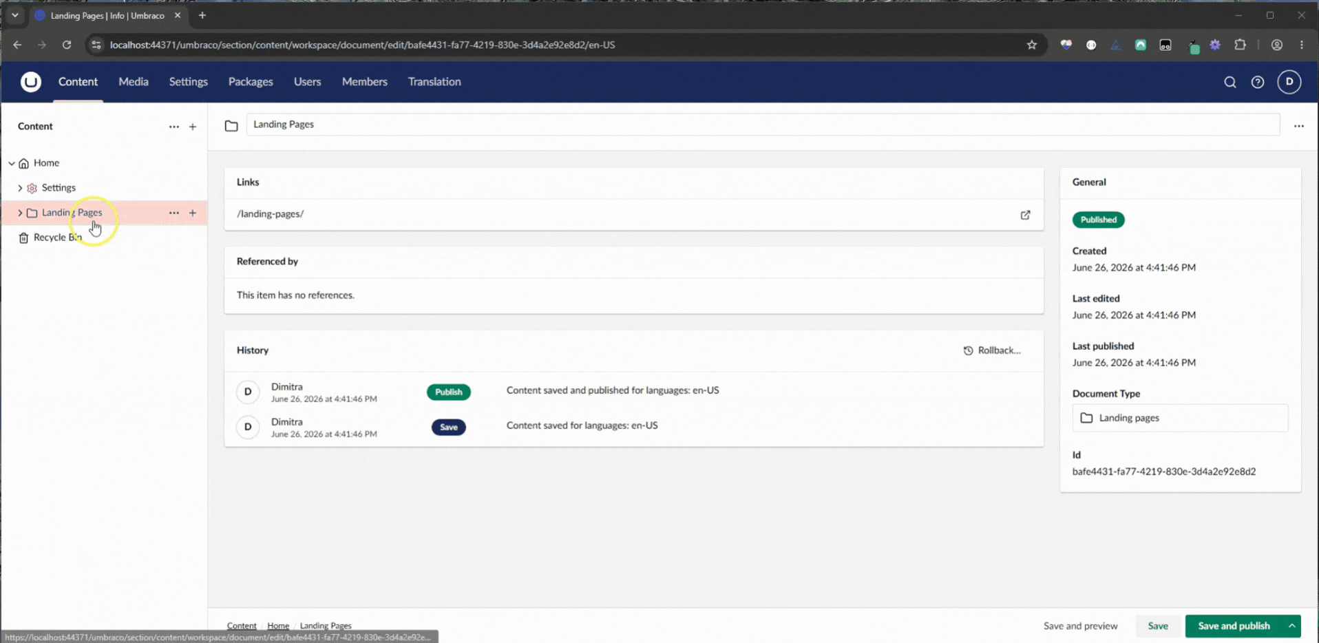 DotSee Discipline VirtualNodes Umbraco demo