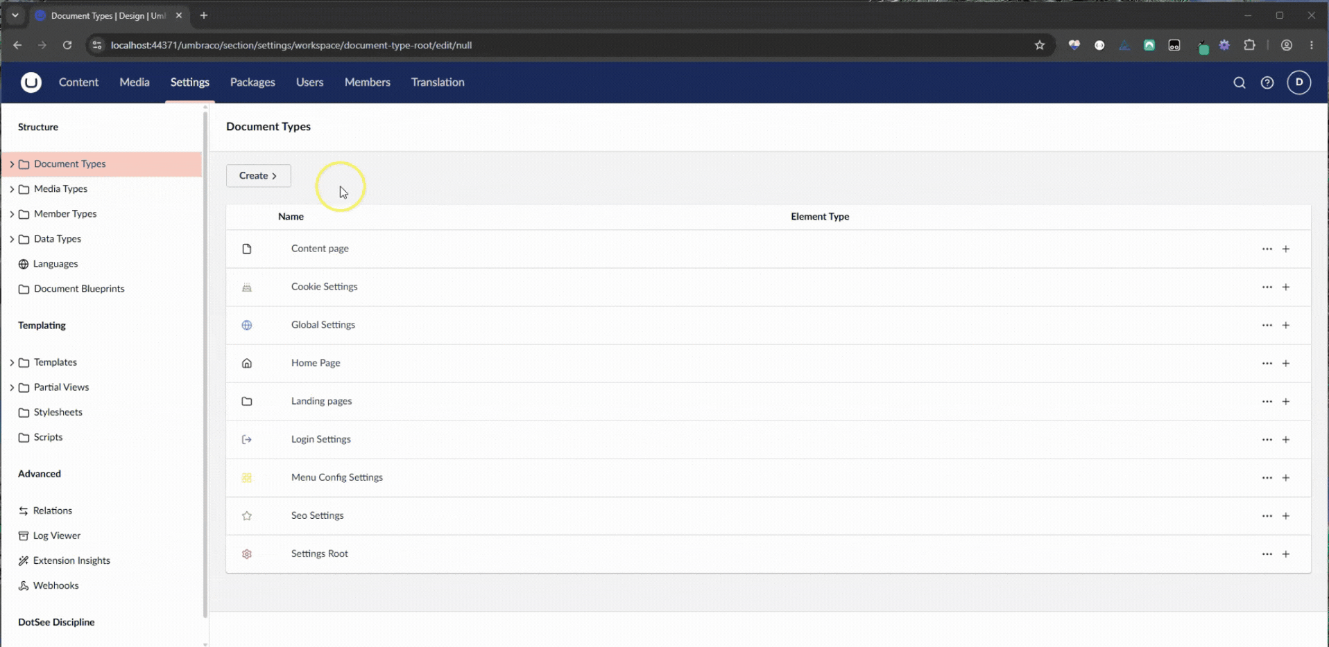 DotSee Discipline AutoNode Umbraco demo