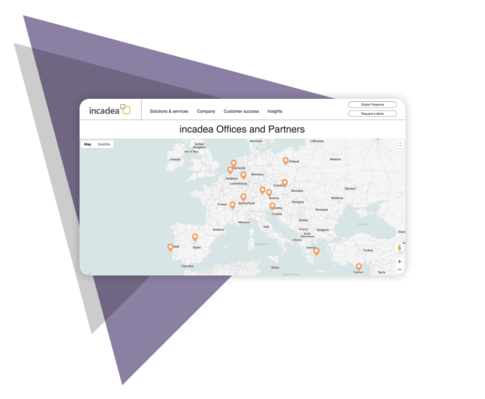 Incadea map feature screenshot